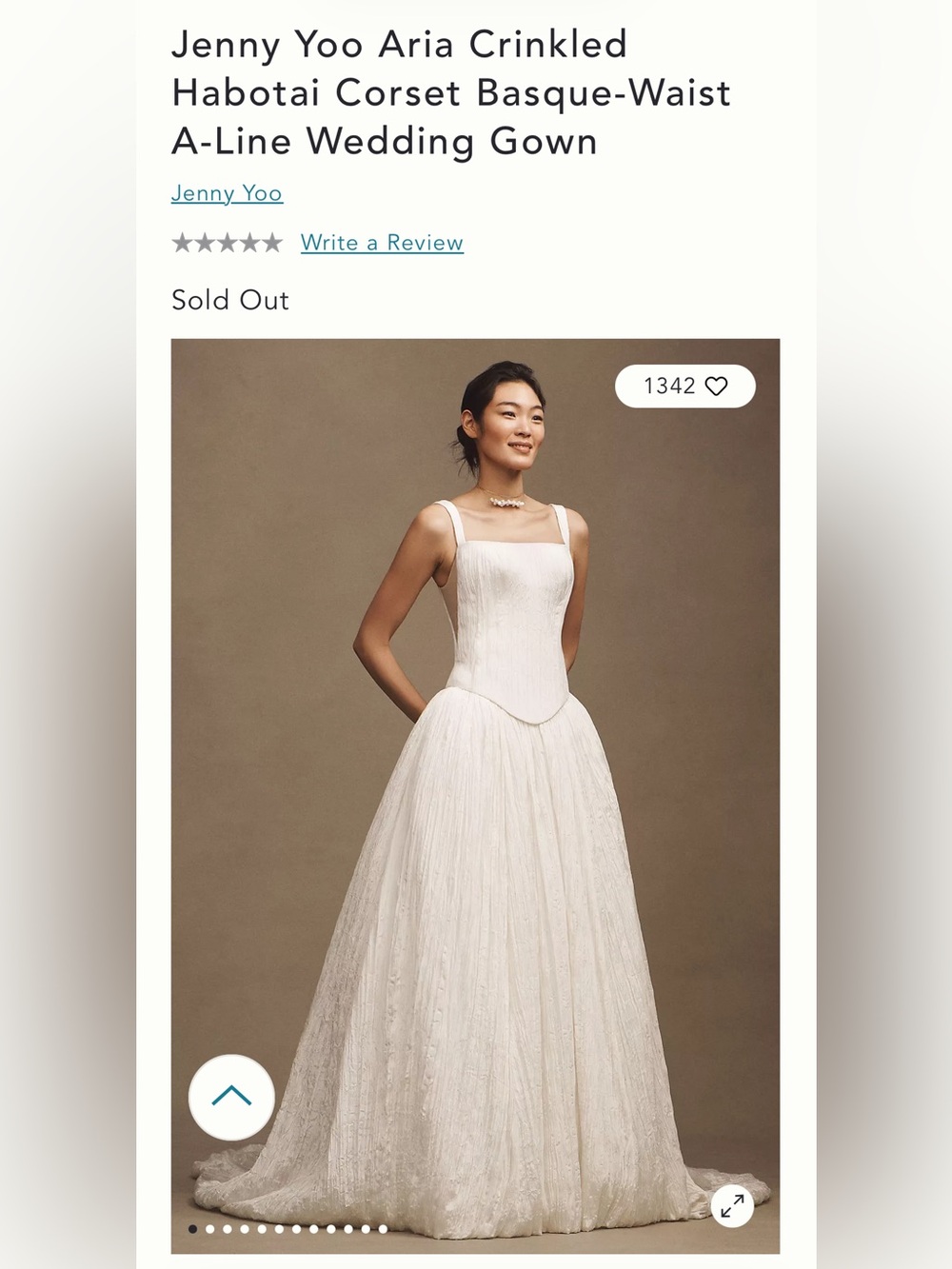 Jenny Yoo Aria Crinkled Wedding Dress NWT - Picture 2 of 10